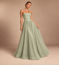 Seraphina Strapless Corset Tulle Maxi Dress - Sage Green