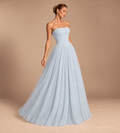 Seraphina Strapless Corset Tulle Maxi Dress - Light Blue