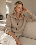Clara Beige Cashmere Blend Button Cardigan