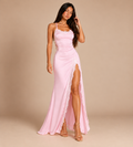 Elodie Pink Lace Trim Backless Maxi Dress