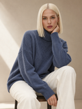 Elodie Blue Cashmere Blend Turtleneck Sweater